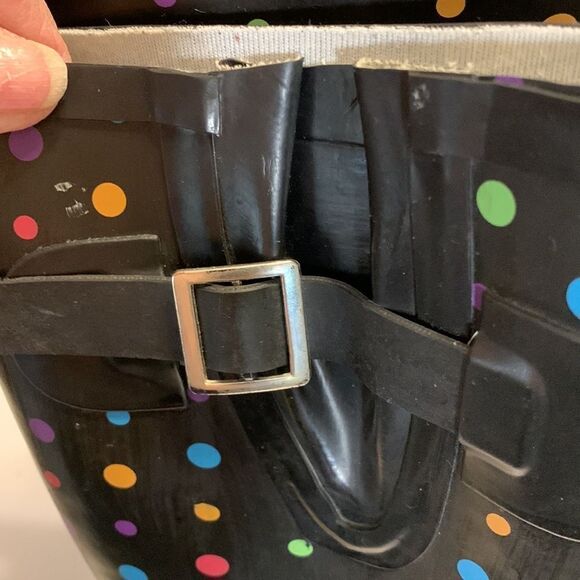 Western chief size 6 polkadot rubber boots with adjustable calf - Picture 9 of 10